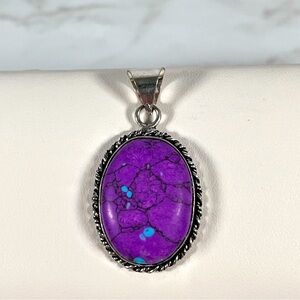 Silver Pendant With Purple Turquoise Stone